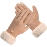 Gants dhiver - femme - beige - doublure polaire épaisse - Écrans tactiles - conduite Gants dhiver - femme - beige - doublure polaire épaisse - Écrans tactiles - conduite