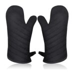 Gants de four - noir - coton polyester - 33x18 cm - antid�rapants - lavables