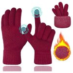 Gants hiver femme tactiles chaud laine gants avec doublure en polaire thermique pour ski v�lo conduite ...