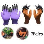 Gants de jardinage - anti - �pines - 8 griffes - imperm�ables - taille unique - marron / violet