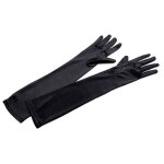 Gants longs en satin noir �l�gants pour femme soir�e c�r�monie