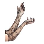Gants longs toile daraigne femme - noir - halloween - tissu dentelle