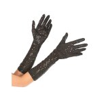 Gants mi - longs noirs  sequins pour adulte - intrieur - mixte