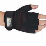 Gants de musculation - gym - fitness bracelet poigne - super fiber - noir et rouge