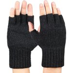 Gants sans doigts dhiver gants demi - doigts chauds avec doublure polaire douce mitaines en tricot thermiques ...