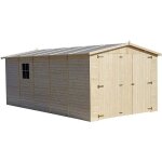 Garage en bois naturel - chalet en pin / pica - h222x516x324 cm / 15 m - construction de panneaux ...