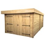 Garage de jardin en bois massif habrita - toit plat avec bac en acier - 28mm - 2146m2 Garage de jardin en bois massif habrita - toit plat avec bac en acier - 28mm - 2146m2