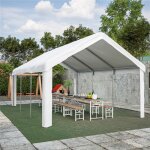 Garage mobile 4x6m abri de voiture robuste tente de stockage avec portes roulantes avant / arri�re structure ...