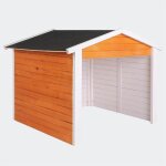 Wiltec garage de robot tondeuse ? 870 x 800 x 700 mm ? couleur orange noir ? en bois et avec toit inclin� ...