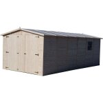 Garage voiture en bois gardiun mikhail ii - 20 m² - triple porte battante - fenêtre Garage voiture en bois gardiun mikhail ii - 20 m² - triple porte battante - fenêtre