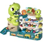 Jouet garage voiture enfants - zgeer - 3 niveaux - 12 voitures - dinosaure interactif - multicolore