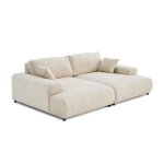 Garance - canap droit 4 places double mridienne - assise profonde - en velours ctel - beige