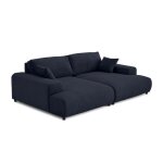 Garance - canap droit 4 places double mridienne - assise profonde - en velours ctel - bleu nuit