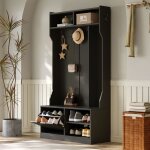 Garde - robe avec assise rembourr�e avec 4 crochets maisentiel