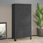 Garde - robe industrielle - vidaxl - anthracite - 2 tagres - 1 barre de penderie