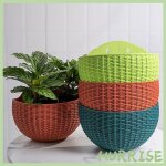 Garosa pot de fleurs mural 2 pcs imitation rotin tenture murale pot de plante demi - rond mural semi ...