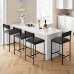Garvee - lot de 4 tabourets de bar - chaise haute de cuisine - avec pieds en m�tal - assise rembourr�e ...
