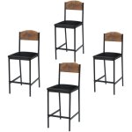 Garvee - lot de 4 tabourets de bar - chaise haute de cuisine - avec pieds en m�tal - style carr� moderne ...