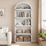 Garvee biblioth�que 5 �tag�res cintr�es style ferme �tag�re de rangement en bois pour maison bureau ou ...