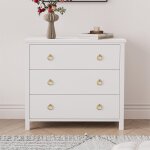 Garvee commode avec 3 tiroirs meuble de rangement pour chambre salon ou dressing blanc