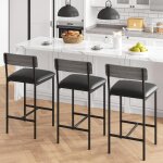 Garvee ensemble 2 tabourets de bar avec dossier et repose - pieds rembourr�s pour �lot de cuisine ou ...