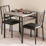 Garvee ensemble 3 pi�ces pour 2 table carr�e bois et 2 chaises rembourr�es id�al petits espaces et studios ...