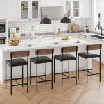 Garvee ensemble 4 tabourets de bar avec dossier et repose - pieds rembourr�s pour �lot de cuisine ou ...