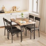 Garvee ensemble 5 pi�ces pour 4 table rectangulaire bois avec 4 chaises rembourr�es id�al cuisine et ...