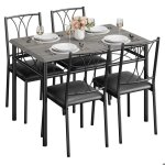 Garvee ensemble rustique 5 pi�ces pour 4 table rectangulaire avec 4 chaises rembourr�es gain de place ...