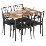 Garvee ensemble rustique 5 pi�ces pour 4 table rectangulaire avec 4 chaises rembourr�es gain de place ...