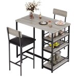 Garvee ensemble table de bar 3 pi�ces avec 2 tabourets rembourr�s pu et table de rangement pour cuisine ...