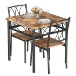 Garvee ensemble table � manger et 2 chaises - mdf - 74x74x76cm - marron style industriel bois r�tro - ...