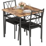 Garvee ensemble table � manger et 2 chaises rembourr�es - mdf - 74x74x76cm - marronstyle industriel bois ...