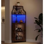 Garvee - meuble bar � vin armoire comptoir - led - armoire � vin dangle - jusqu� 50 bouteilles - 47x34x154cm ...