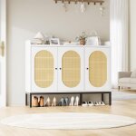 Garvee meuble � chaussures 3 portes en rotin � 7 niveaux avec �tageres r�glables pour entr�e couloir ...