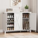 Garvee meuble � chaussures 4 niveaux style ferme avec portes rangement grande capacit� pour entr�e salon ...