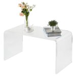 Garvee table basse acrylique transparente en u bords arrondis 81x40x41cm anti - rayure salon salle de ...