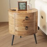 Garvee table dappoint ronde avec tiroirs table de chevet moderne en bois et pieds m�tal pour salon ou ...