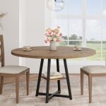 Garvee table a manger - table de salle � manger ronde pour 4 � 6 personnespied central en m�tal style ...