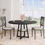 Garvee table a manger - table de salle � manger ronde pour 4 � 6 personnespied central en m�tal style ...