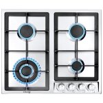 Gasland gh60sf plaque de cuisson gaz 4 feux plaque gaz encastr�e 60 cm avec br�leur wok acier inoxydable ...