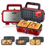 Gaufrier 3 en 1 - 1200w - appareil croque monsieur - machine multifonction pour gaufrier - grill et sandwich ...