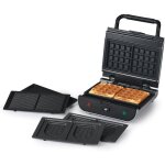Gaufrier 3 en 1 - jozsi - plaques interchangeables - gaufres croque - monsieur gaufrettes - rangement ...