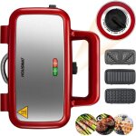 Gaufrier 3 in 1 appareil � croque monsieur avec contr�le de temp�rature � 5 vitesses pour gaufres belges ...