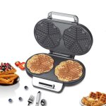 Gaufrier double 1200 w pour gaufres classiques en forme de c?ur avec poign�es isolantes et rev�tement ...