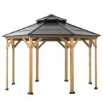 Gazebo en c�dre eggi en anthracite - 396cm x 396cm