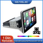 Gearelec autoradio 1din 10 pouces avec carplay cran tactile rotatif  360 degrs 128go wifi dsp gps ...