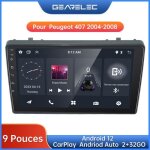 Gearelec autoradio 9 pouces android pour peugeot 407 2004 - 2008 avec carplay andriod auto gps navigation ...
