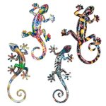 Gecko salamandre set de 4 neuf couleur sud de 23cm porte bonheur  suspendre ou poser