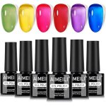 Gel nail polish 6 colours transparent neon jelly semi - permanent soak off uv led manicure healthy long ...